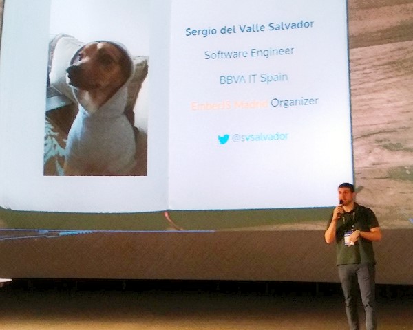 Sergio del Valle Salvador on stage at Codemotion 2019